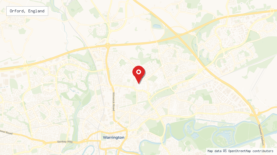 Street map of Orford, England with location pin
