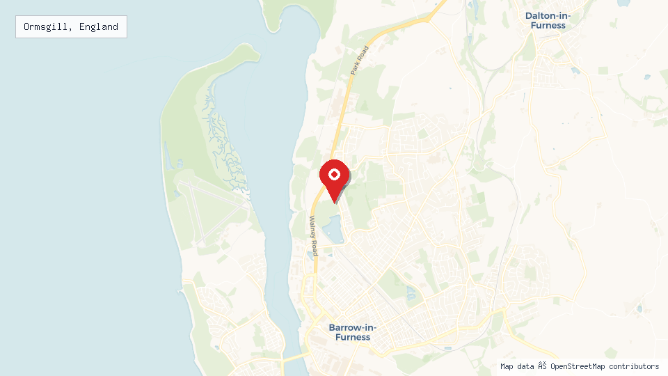 Street map of Ormsgill, England with location pin