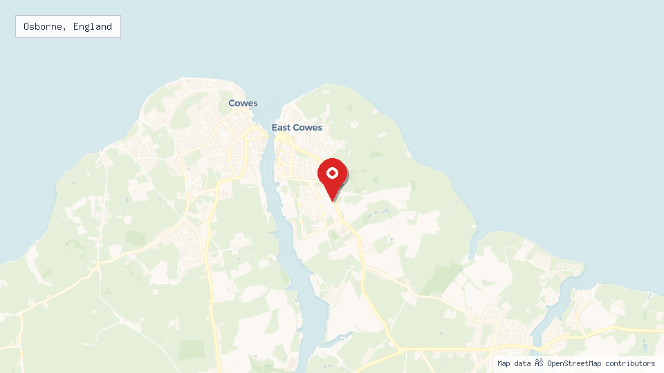 Street map of Osborne, England with location pin