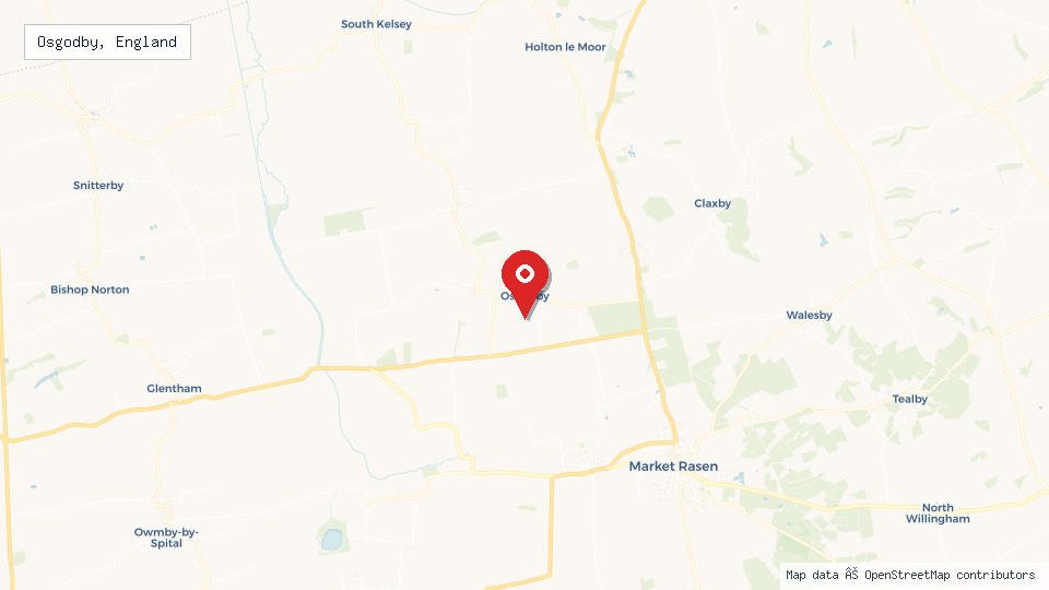 Street map of Osgodby, England with location pin