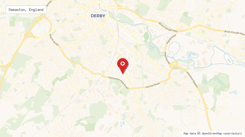 Street map of Osmaston, England with location pin