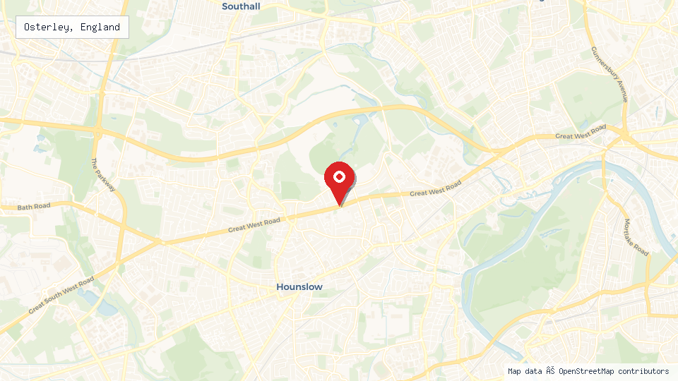 Street map of Osterley, England with location pin