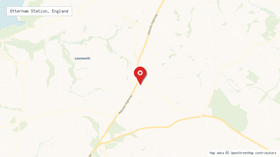 Street map of Otterham Station, England with location pin