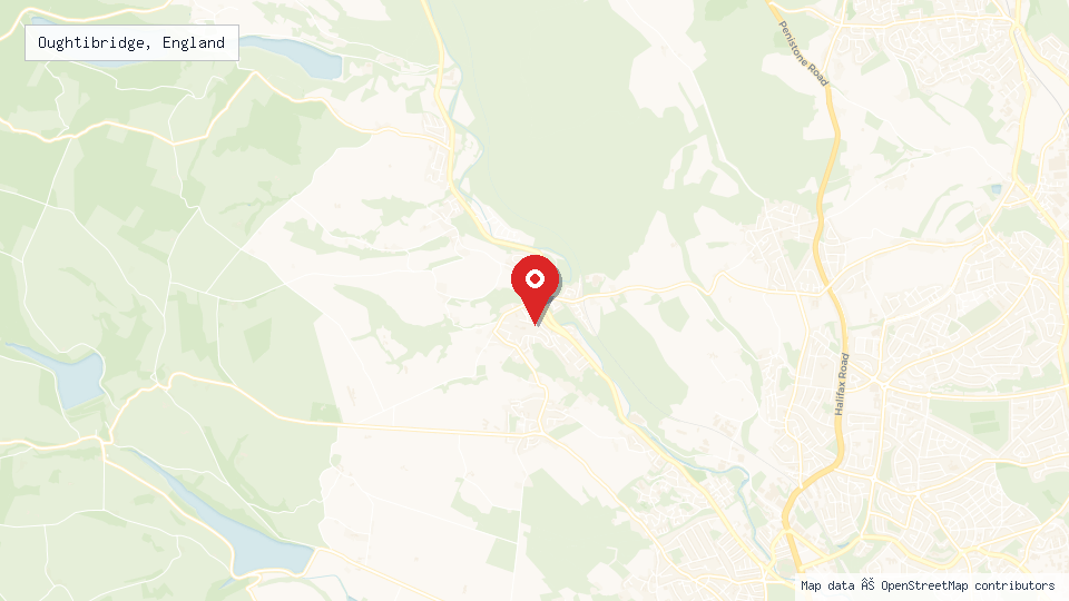 Street map of Oughtibridge, England with location pin