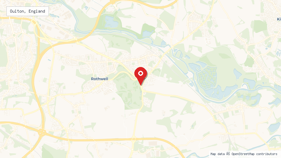 Street map of Oulton, England with location pin