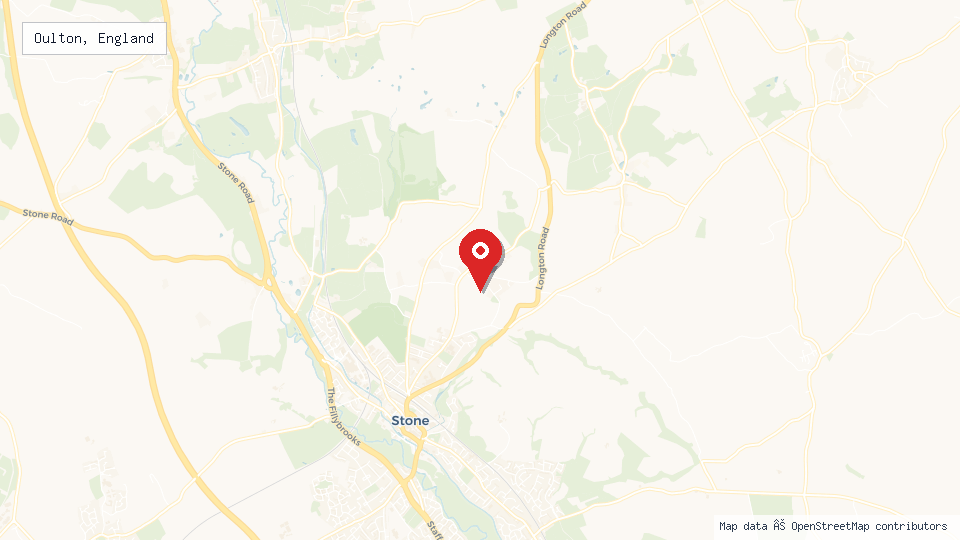 Street map of Oulton, England with location pin