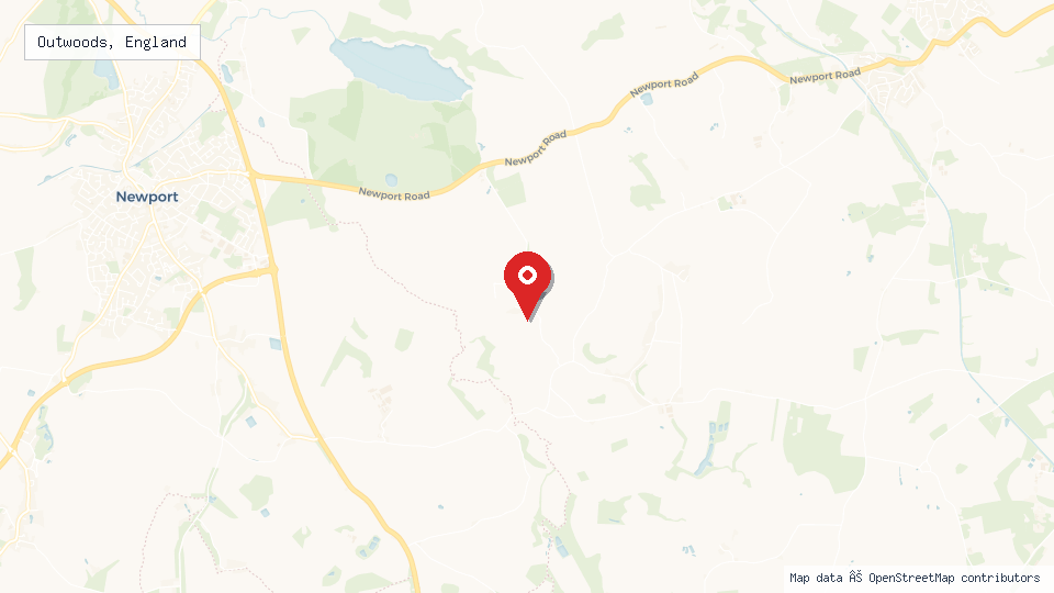 Street map of Outwoods, England with location pin
