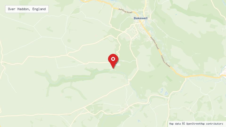 Street map of Over Haddon, England with location pin