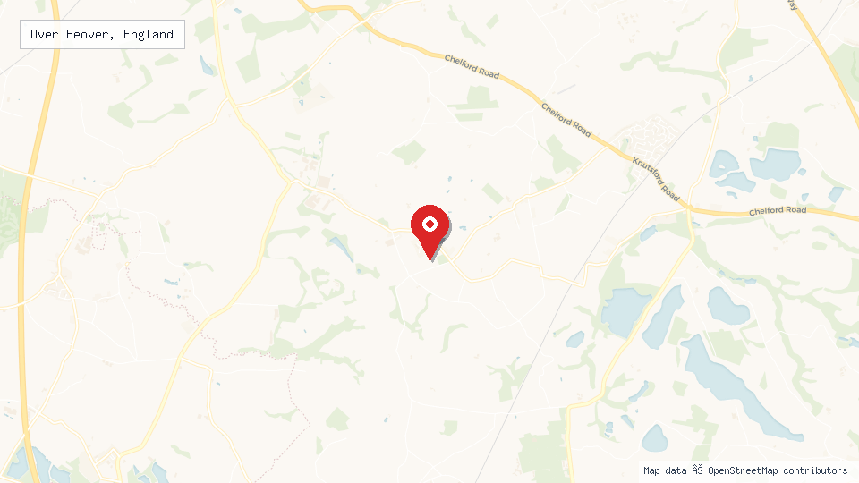 Street map of Over Peover, England with location pin