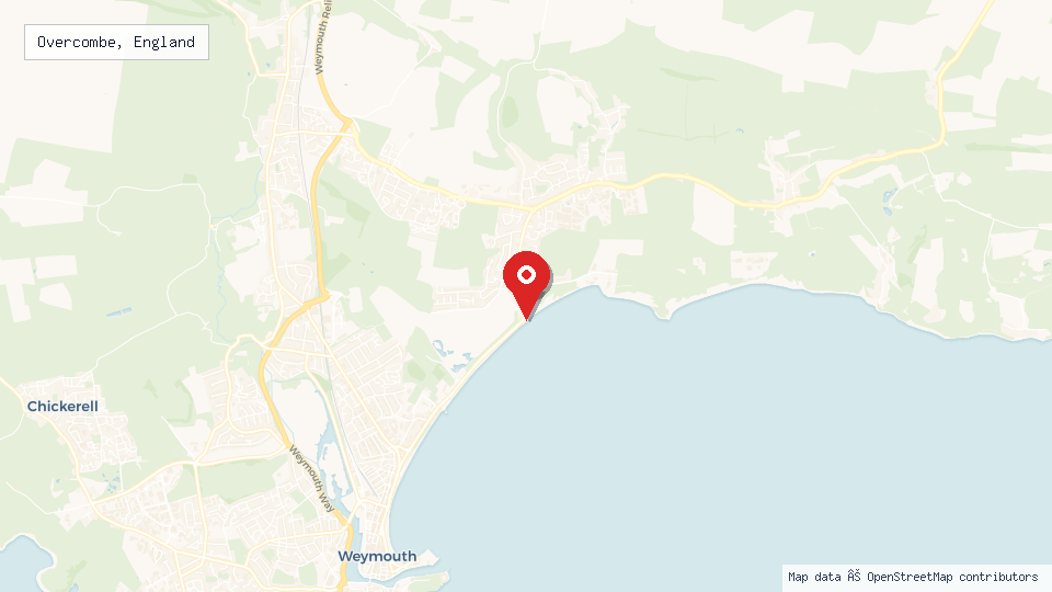 Street map of Overcombe, England with location pin