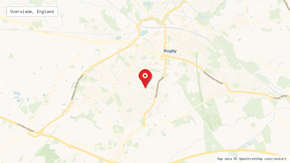 Street map of Overslade, England with location pin