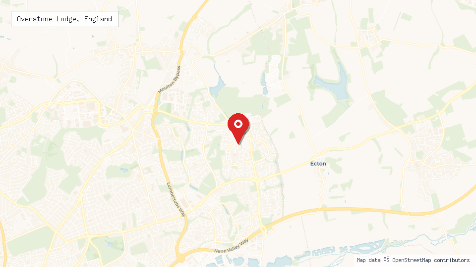 Street map of Overstone Lodge, England with location pin