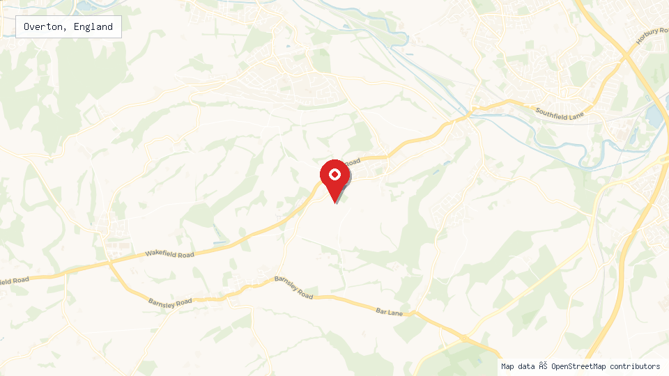Street map of Overton, England with location pin