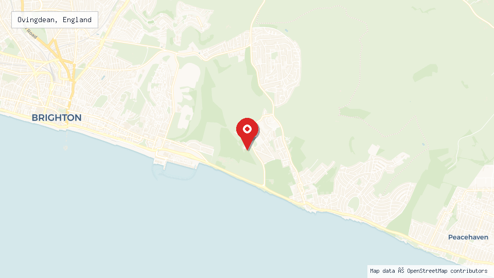 Street map of Ovingdean, England with location pin