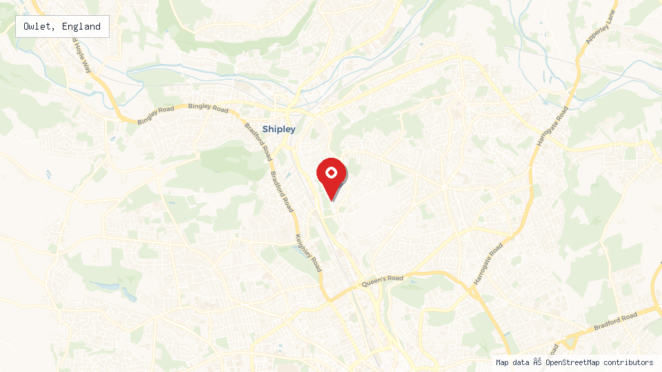 Street map of Owlet, England with location pin