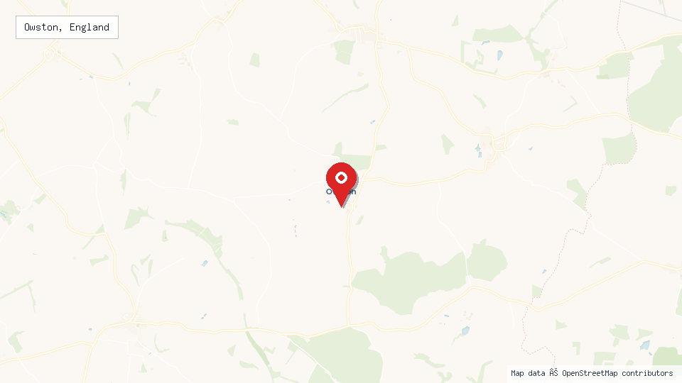 Street map of Owston, England with location pin