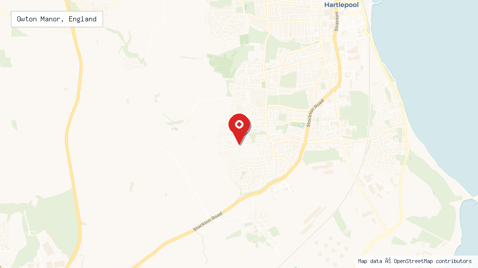 Street map of Owton Manor, England with location pin