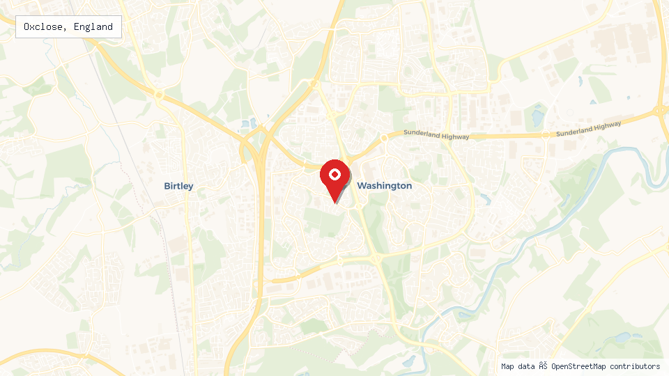 Street map of Oxclose, England with location pin