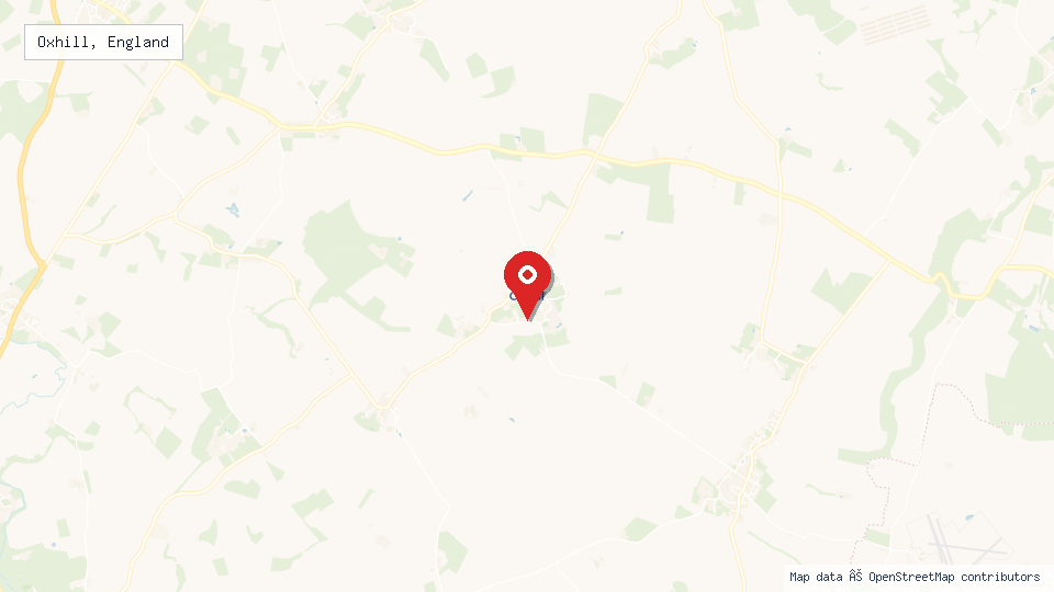 Street map of Oxhill, England with location pin