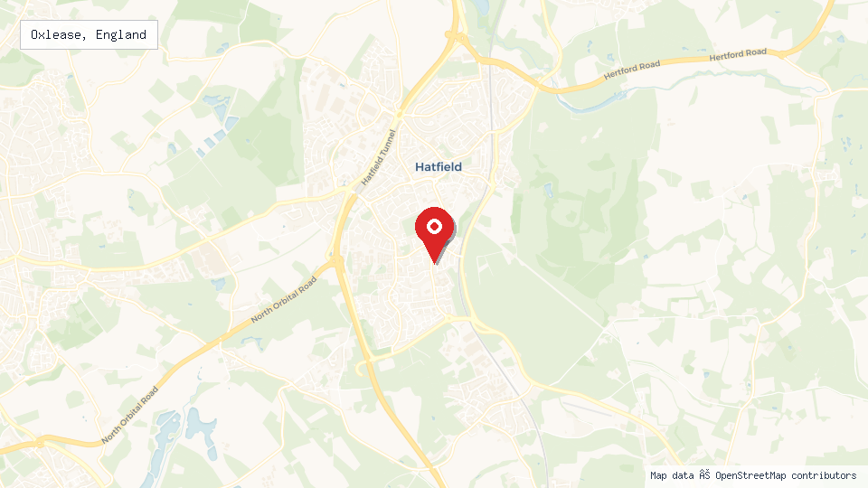 Street map of Oxlease, England with location pin