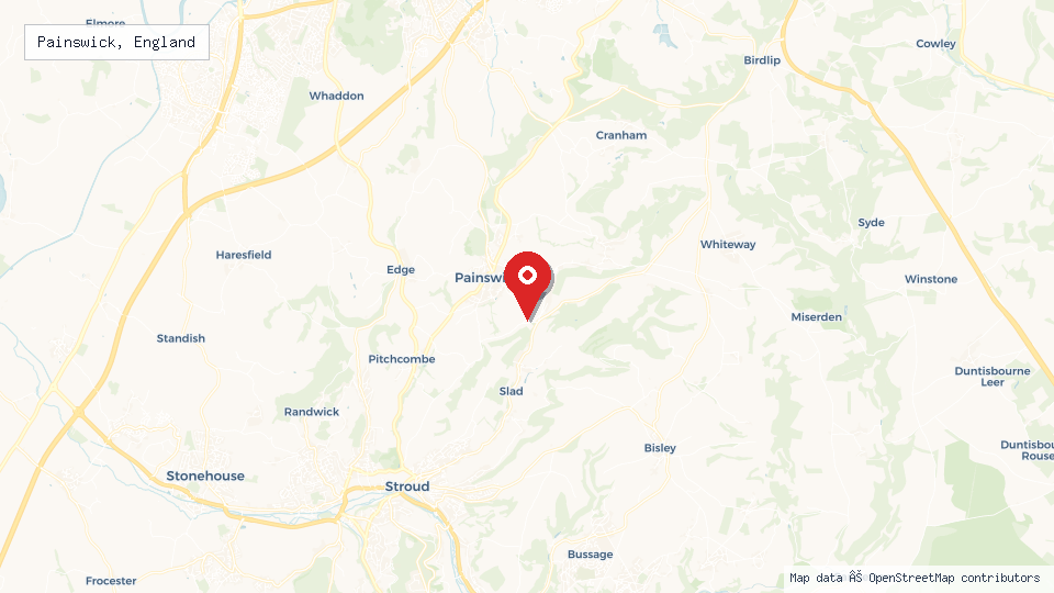 Street map of Painswick, England with location pin