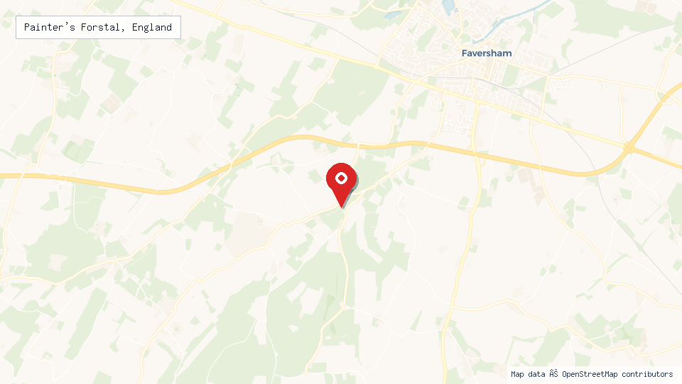 Street map of Painter's Forstal, England with location pin