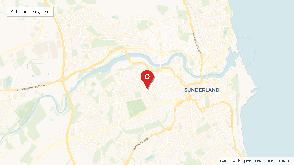Street map of Pallion, England with location pin