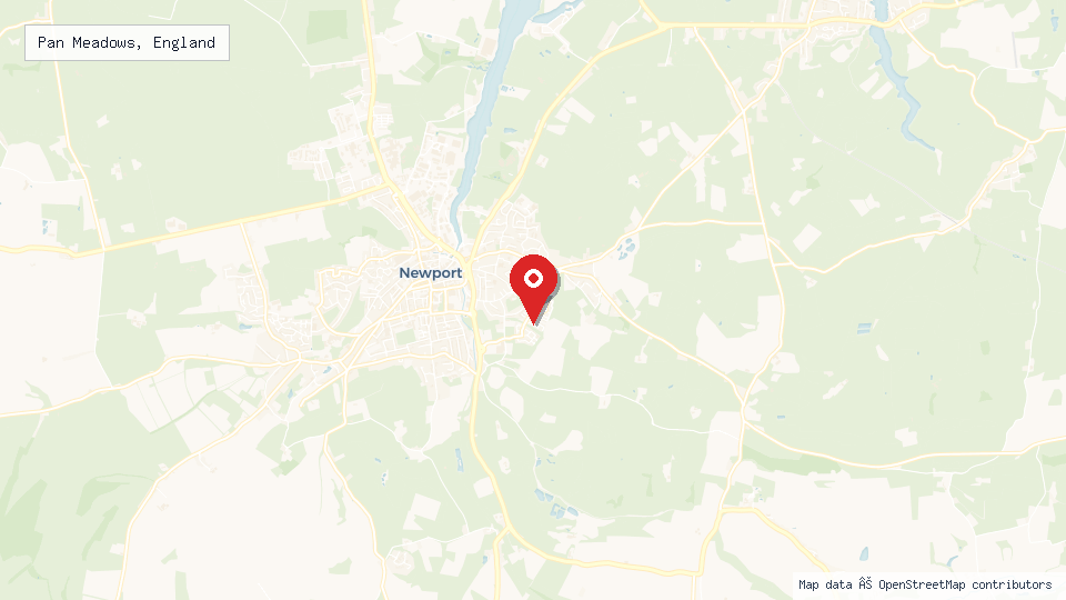 Street map of Pan Meadows, England with location pin