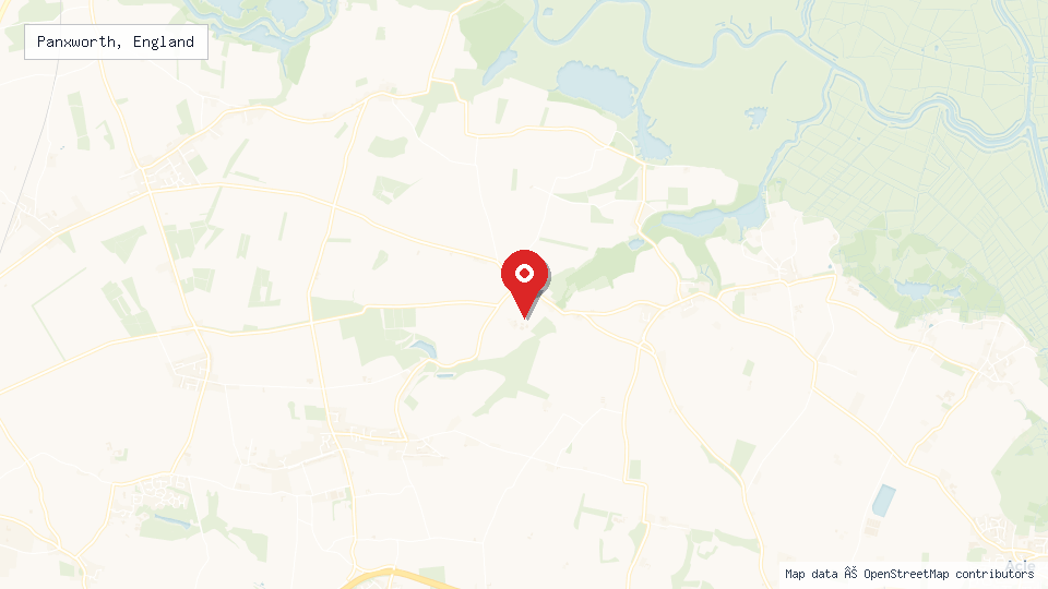 Street map of Panxworth, England with location pin