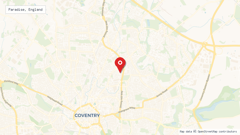 Street map of Paradise, England with location pin
