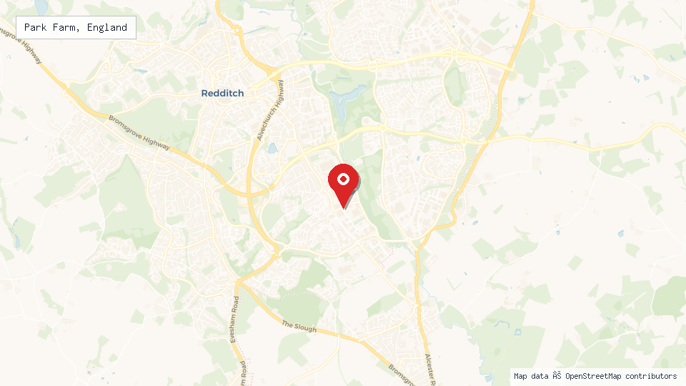Street map of Park Farm, England with location pin