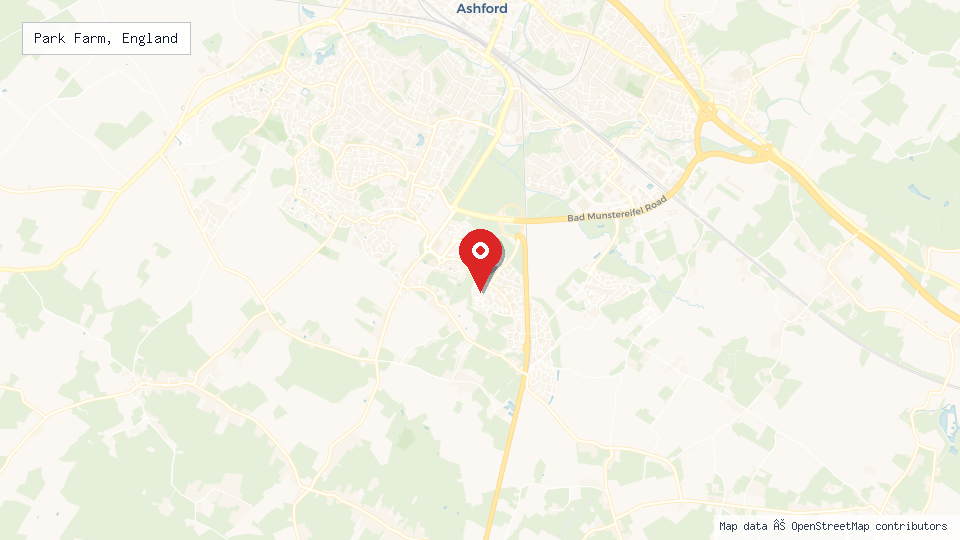 Street map of Park Farm, England with location pin