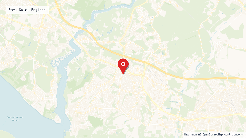 Street map of Park Gate, England with location pin