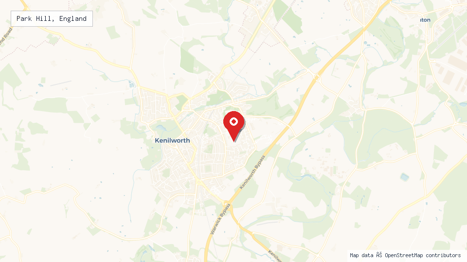 Street map of Park Hill, England with location pin
