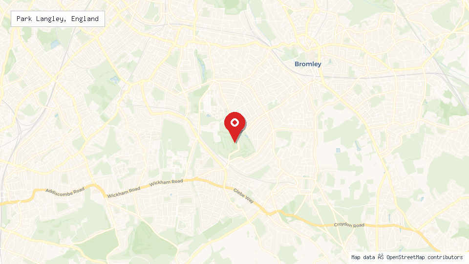 Street map of Park Langley, England with location pin