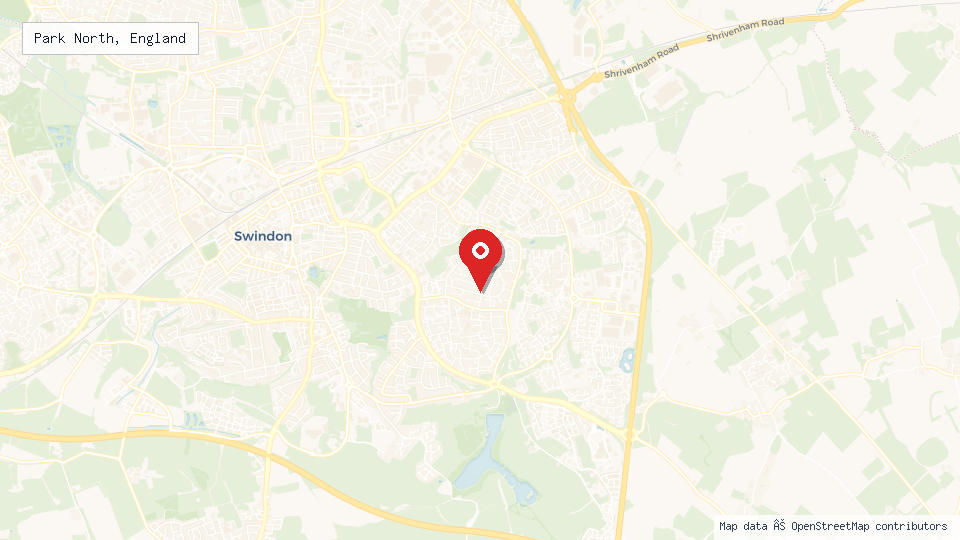 Street map of Park North, England with location pin