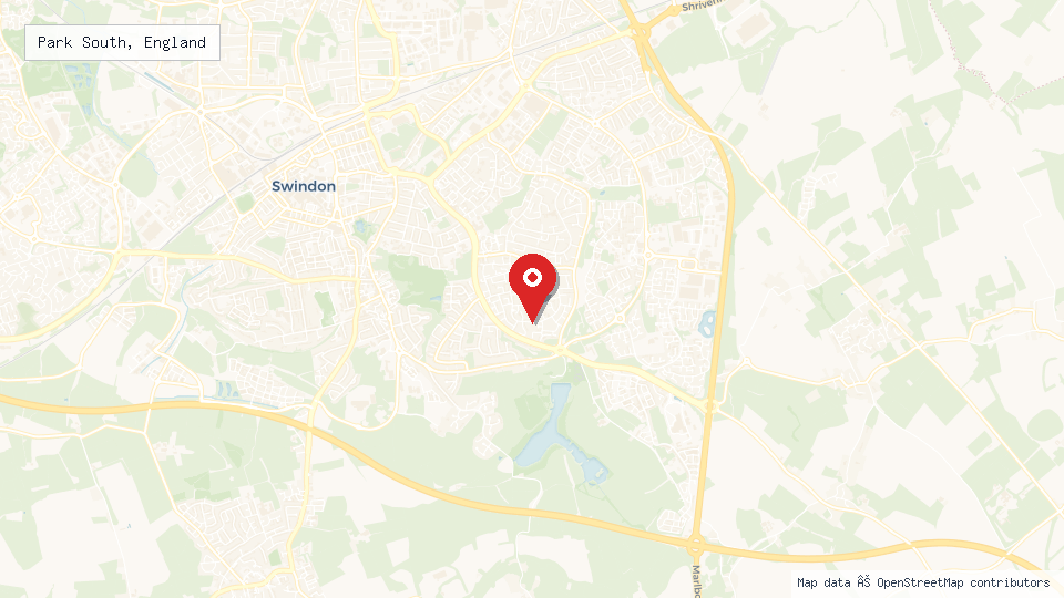Street map of Park South, England with location pin