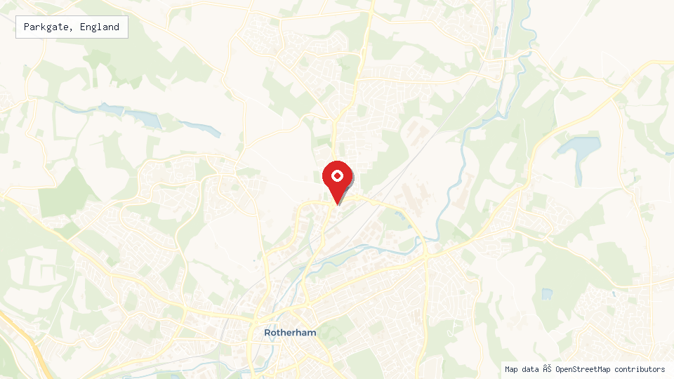 Street map of Parkgate, England with location pin