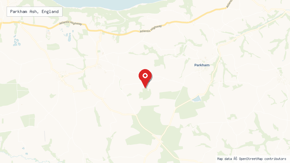 Street map of Parkham Ash, England with location pin