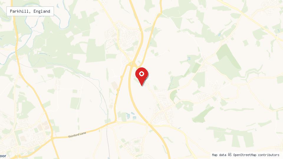 Street map of Parkhill, England with location pin