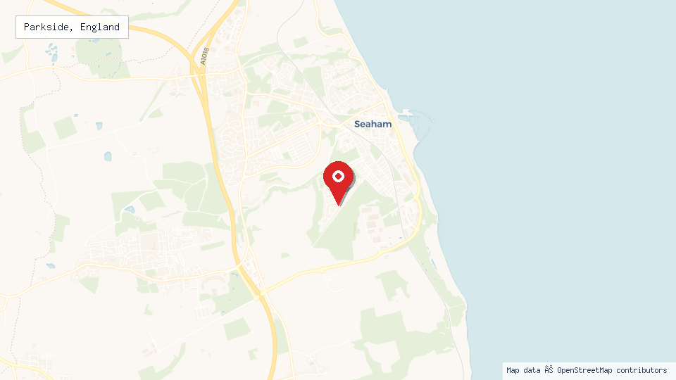 Street map of Parkside, England with location pin