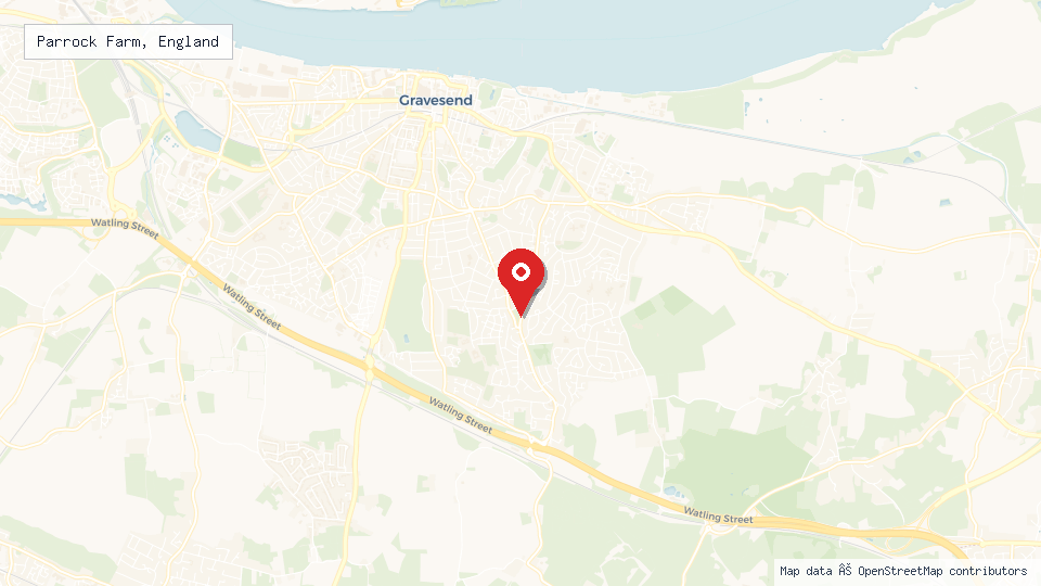 Street map of Parrock Farm, England with location pin