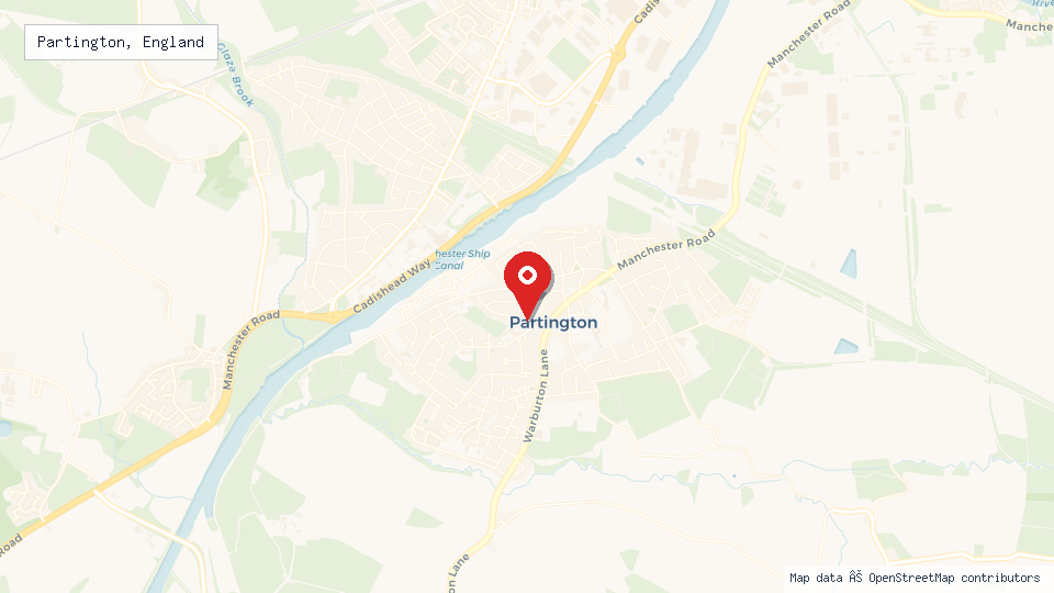 Street map of Partington, England with location pin