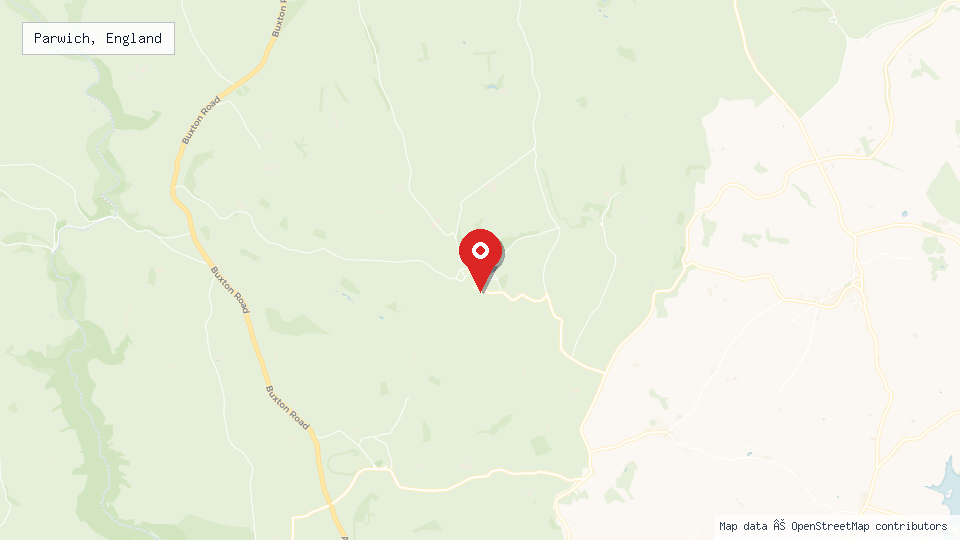 Street map of Parwich, England with location pin