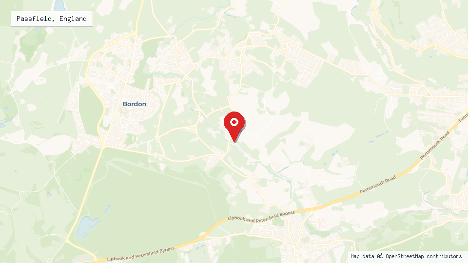 Street map of Passfield, England with location pin