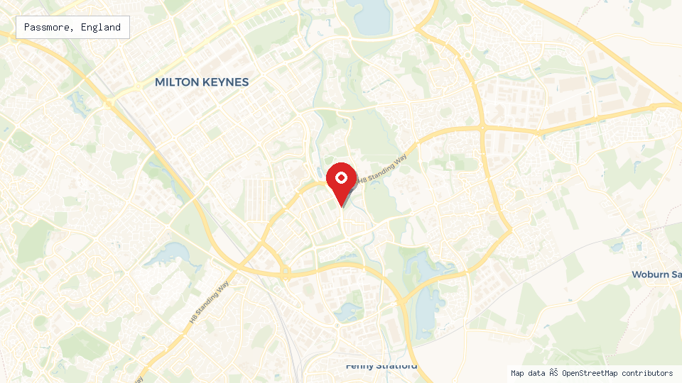 Street map of Passmore, England with location pin