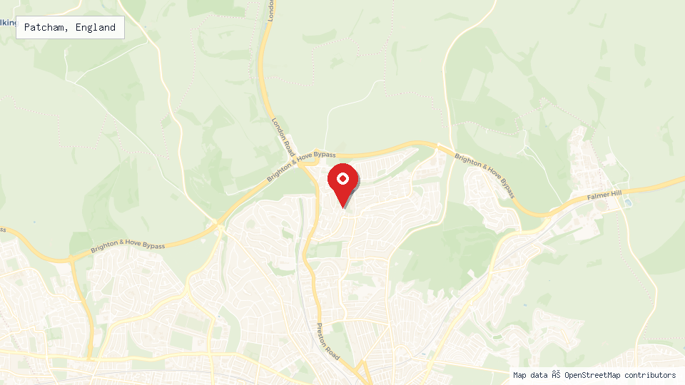 Street map of Patcham, England with location pin