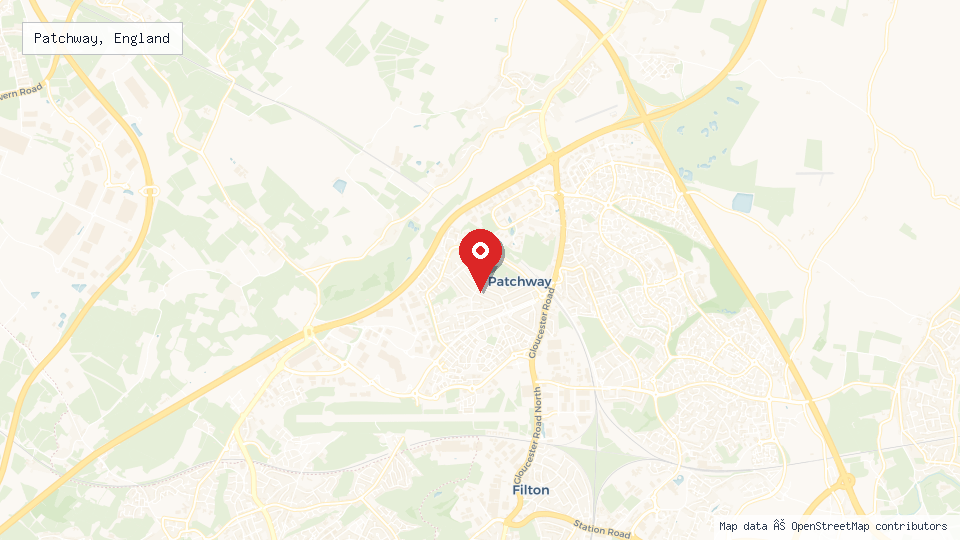 Street map of Patchway, England with location pin