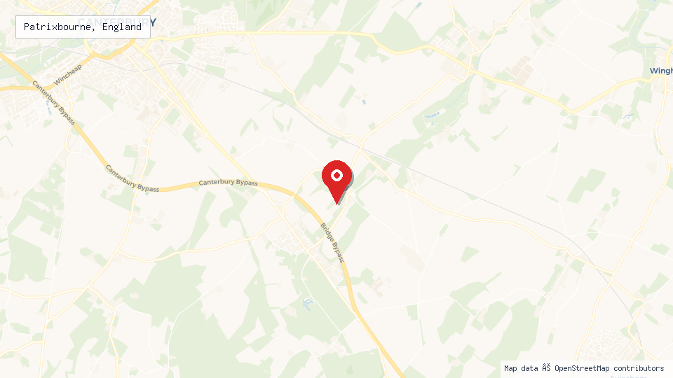 Street map of Patrixbourne, England with location pin
