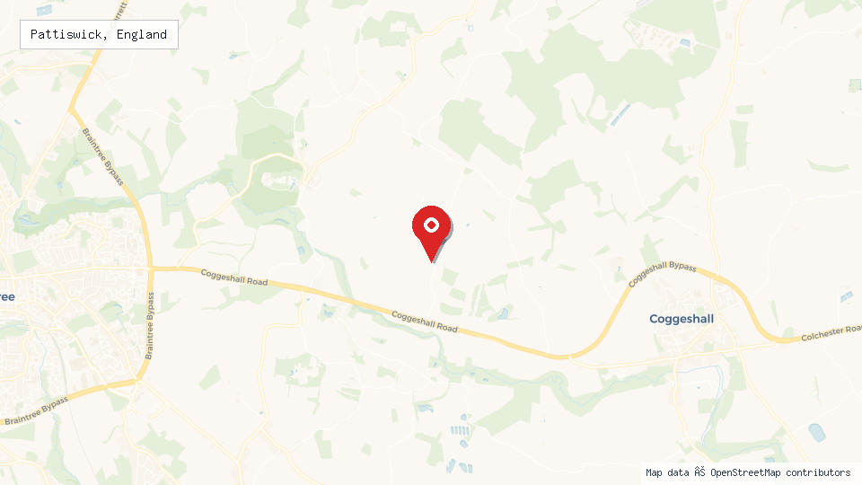 Street map of Pattiswick, England with location pin